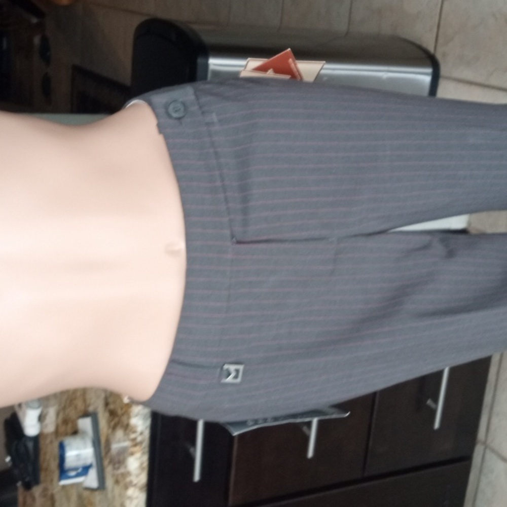 NWT MK GRAY W PINK PIN STRIPING SLACKS